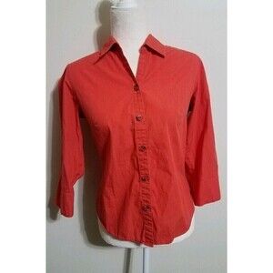 Columbia Womens Small Button Front Shirt Long Sleeve Coral sportswear split cuff